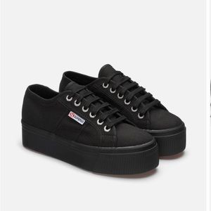 Black Superga platform sneakers